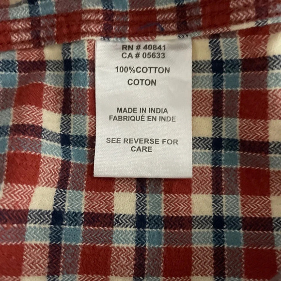 Old Ranch Men’s Flannel Plaid Button Up Shirt Size Large Rust Multi Colour - Picture 6 of 9